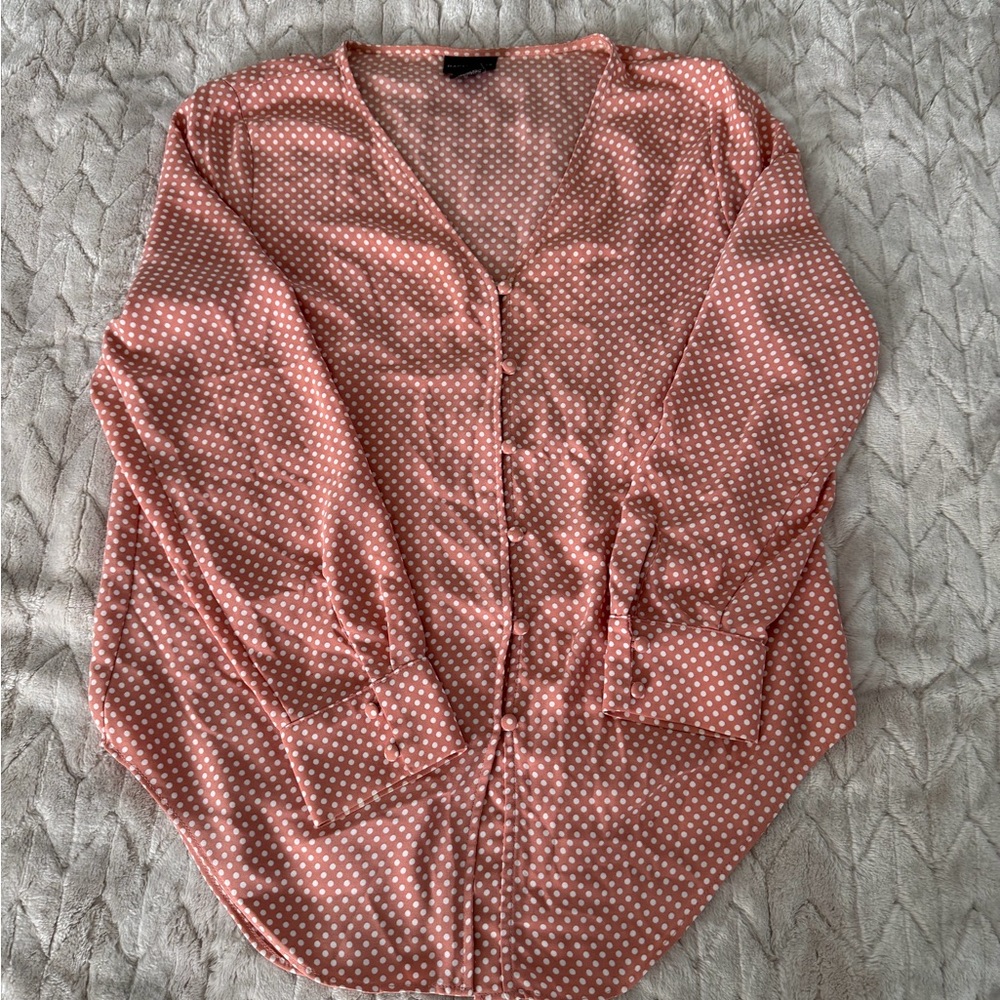 Rachel Zoe Pink Polka Dot Button-Down Shirt